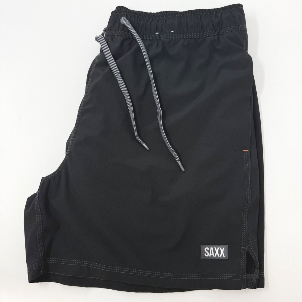 SAXX Oh Buoy 2N1 Swim Shorts Mens XL Black DropTemp BallPark Pouch Trunks